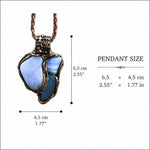 Blue Lace Agate and Chalcedony Necklace -  Healing Crystal Amulet Pendant