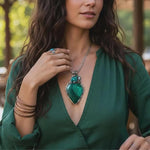 Chunky Malachite Green Stone Ring - Unique Statement Cocktail Jewelry