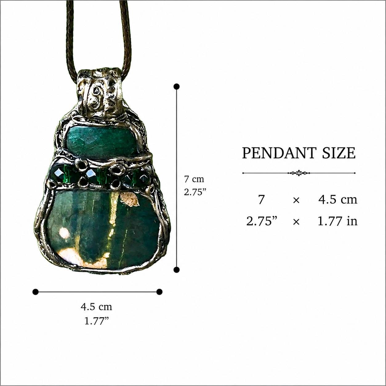 Jade and Ocean Jasper Pendant Necklace -  Green Stone Healing Crystal Amulet