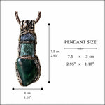 Seraphinite Amulet Pendant Necklace with Jade and Apatite - Green Healing Spiritual Jewelry