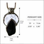 Black and White Hawk’s Eye Howlite Pendant Necklace -  Large Stone Statement Amulet