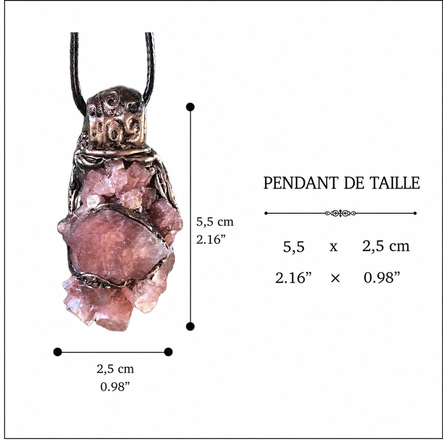 Sunstone and Aragonite Raw Crystal Necklace - Unique Gemstone Pendant