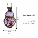 Rose Quartz Rhodonite Heart Necklace Chunky Crystal Pendant