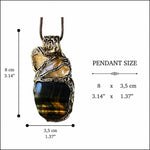 Tiger’s Eye and Citrine Talisman Pendant Necklace -  Crystal Amulet for Abundance