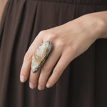 Citrine and Pyrite Pendant Necklace -  Good Luck Raw Crystal Amulet