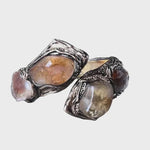 Citrine and Pyrite Statement Gemstone Cuff Bracelet.