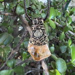 Citrine and Pyrite Pendant Necklace -  Good Luck Raw Crystal Amulet