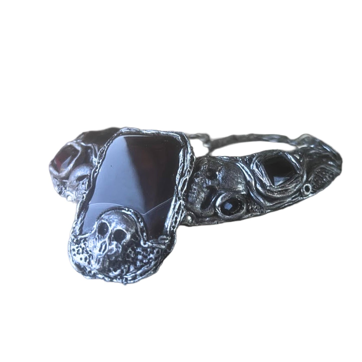 Onyx Skull Choker Necklace -  Gothic Statement Jewelry