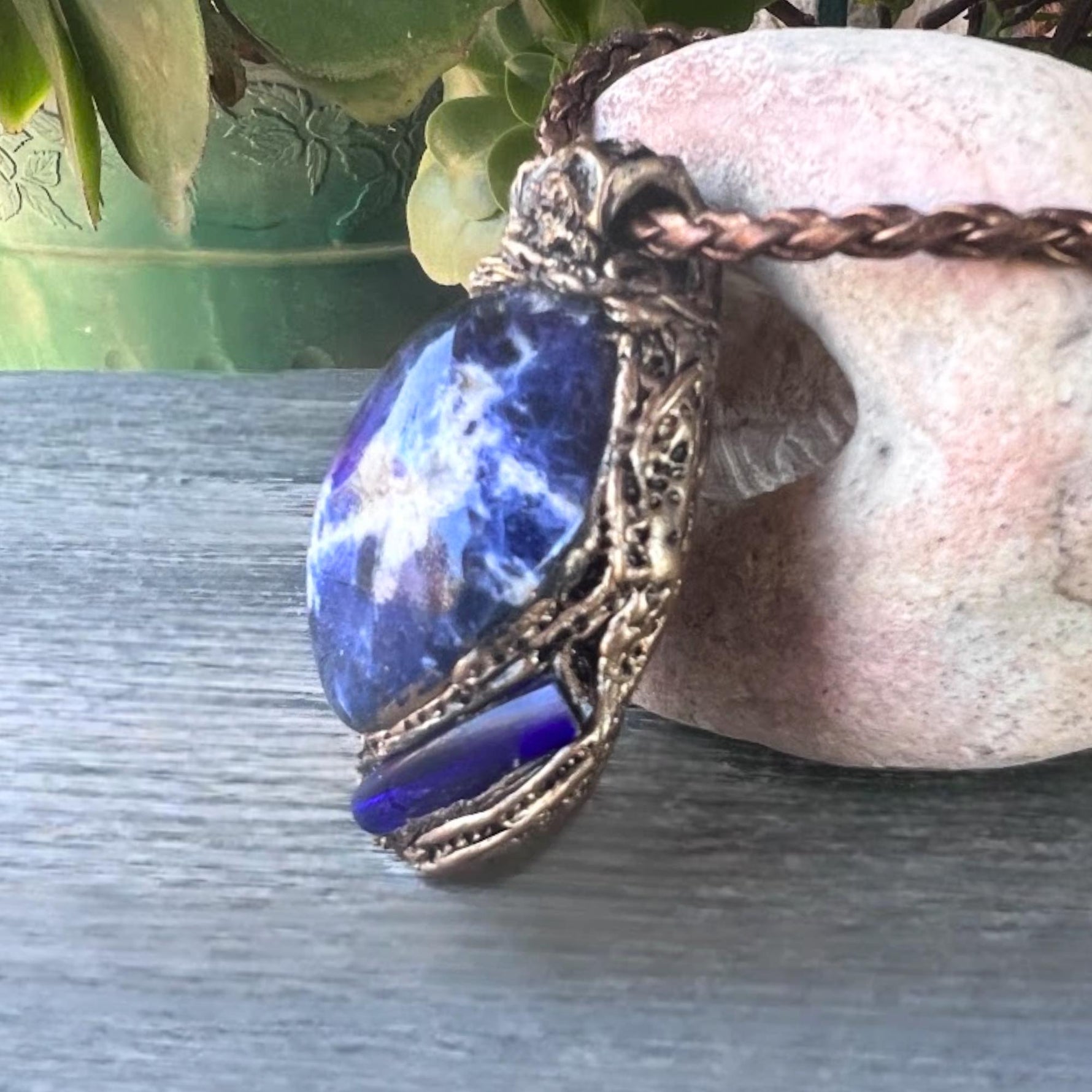 Blue Sodalite Pendant Necklace -  Intuition and Clarity Crystal Amulet