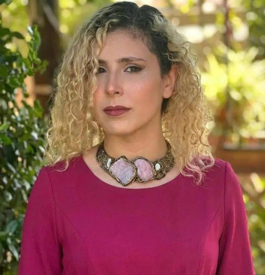Rose Quartz Chunky Raw Crystal Choker Collar Necklace