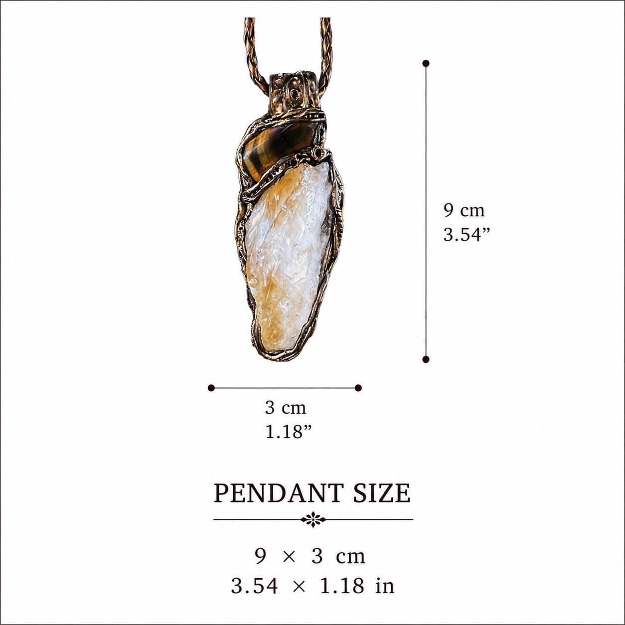 Citrine and Tigers Eye Crystal Amulet Pendant Necklace