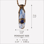 Blue Kyanite and Lapis Lazuli Crystal Pendant Necklace - Raw Healing Stone Amulet