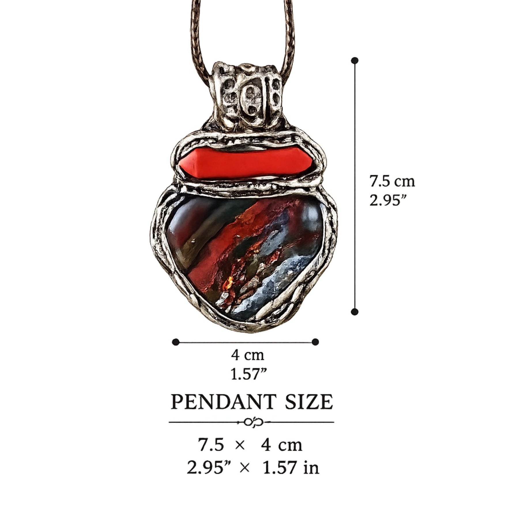 Red Jasper Jaspilite Pendant Necklace - Healing Crystal Amulet