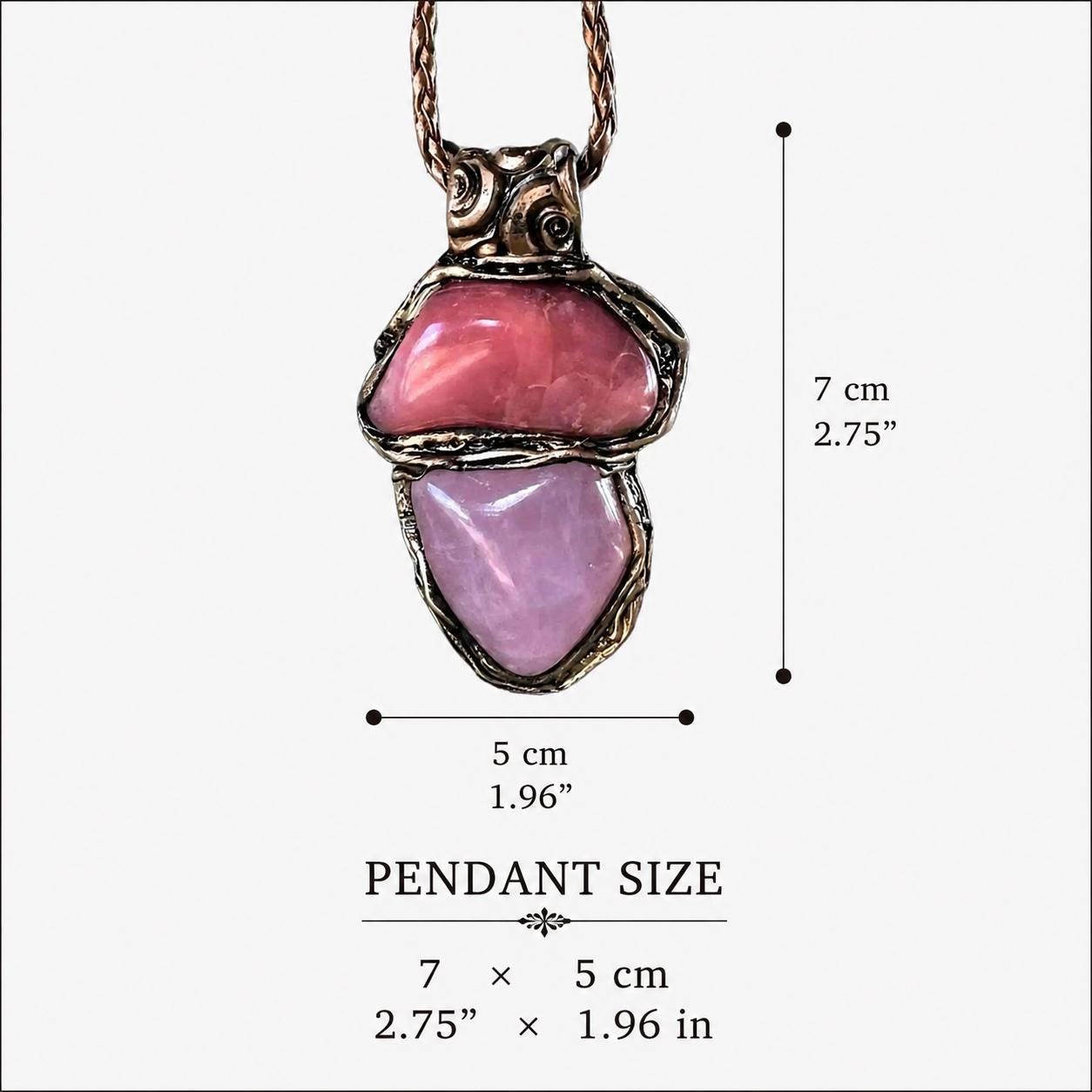 Rose Quartz and Peach Agate Pendant Necklace -  Love Amulet Healing Crystal