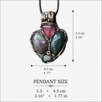 Ruby Zoisite Jade and Cherry Quartz Pendant Necklace -  Green Pink Crystal Amulet