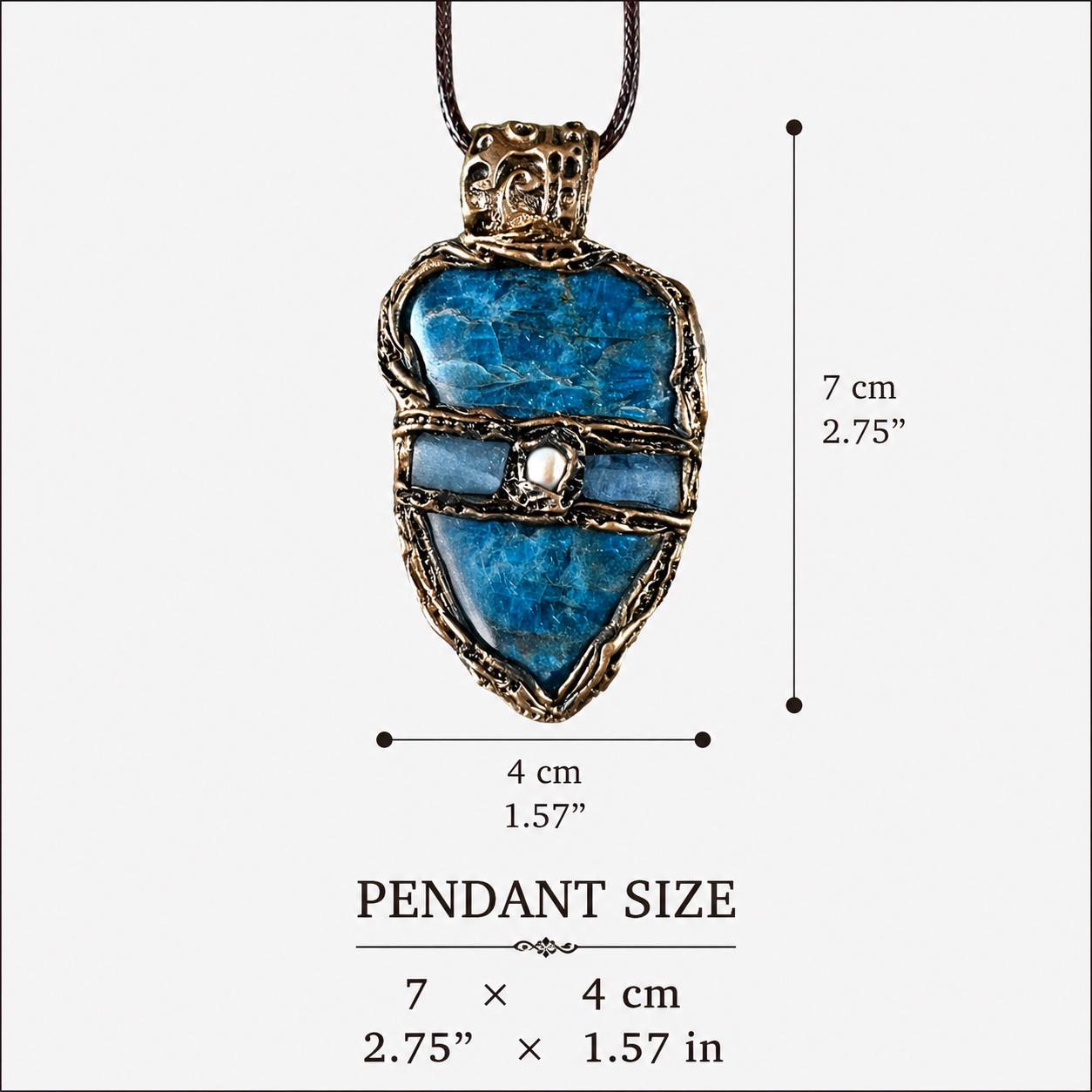 Blue Apatite and Aquamarine Pendant Necklace | Healing Crystal Amulet