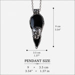 Onyx and Obsidian Arrow Skull Pendant Necklace -  Gothic Protection Amulet