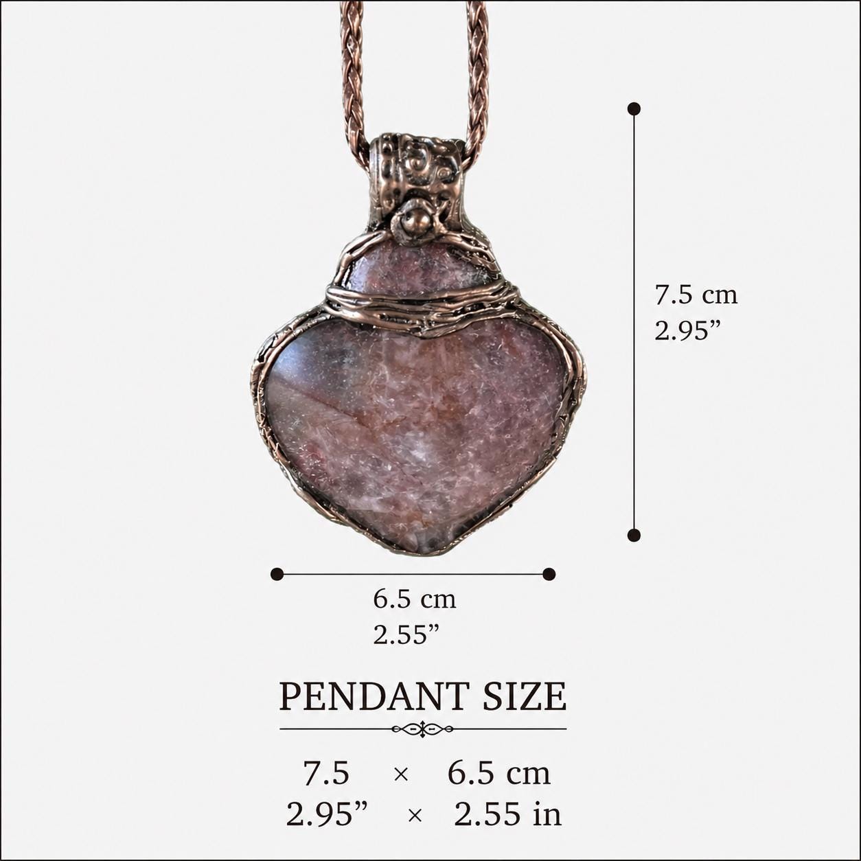 Golden Healer Quartz and Sunstone Large Crystal Heart Pendant -  Healing Crystal Amulet Necklace