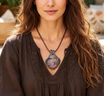 Golden Healer Quartz and Sunstone Large Crystal Heart Pendant -  Healing Crystal Amulet Necklace
