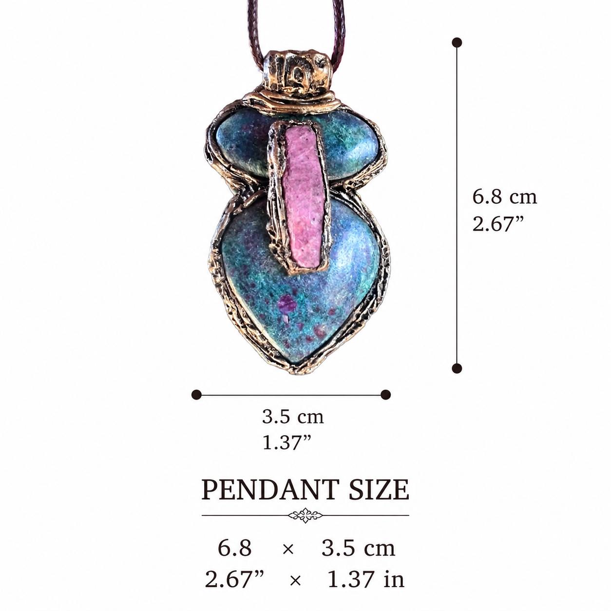 Raw Ruby and Ruby Kyanite Necklace -  Healing Crystal Amulet Pendant