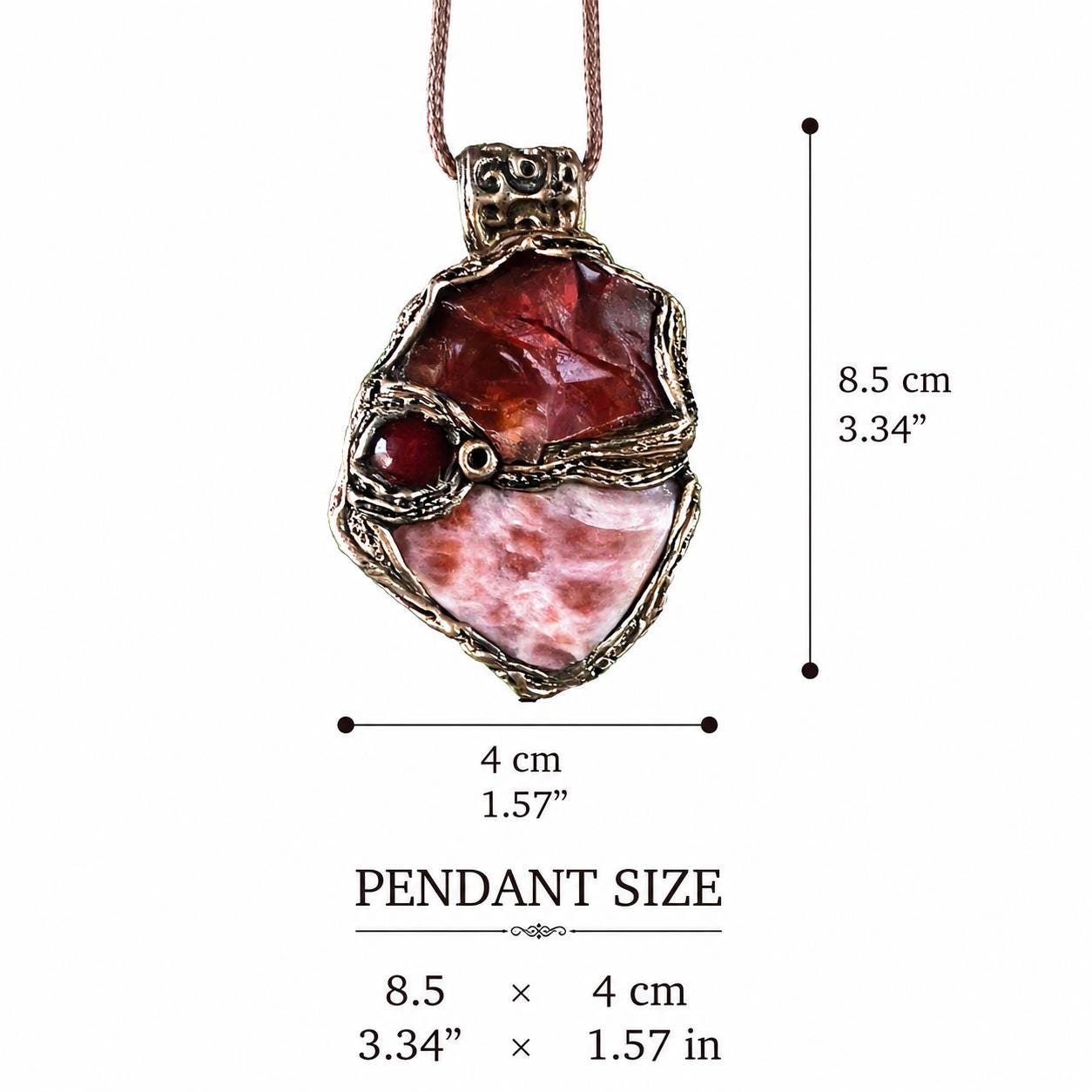 Carnelian Sunstone Pendant Necklace | Healing Crystal Vitality Amulet