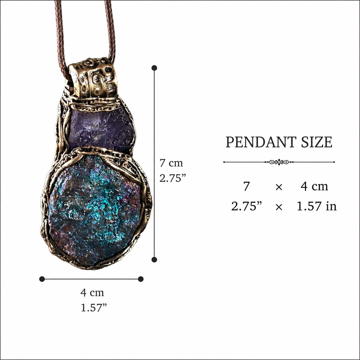 Amethyst Peacock Ore Necklace - Healing Crystal Amulet Pendant