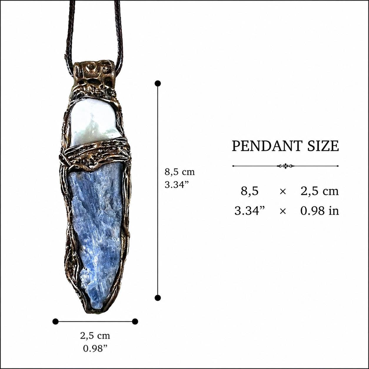 Blue Kyanite and Baroque Pearl Necklace -  Raw Crystal Healing Amulet