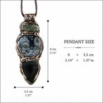Jade and Kambaba Jasper Pendant Necklace -  Green Healing Crystal Amulet for Balance and Protection