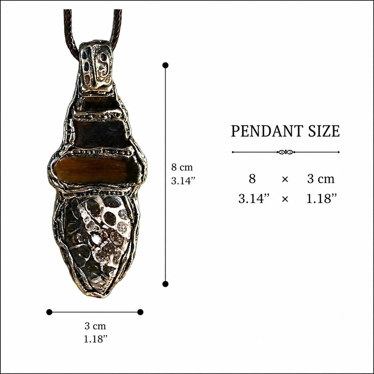 Turritella Agate and Smoky Quartz Pendant Necklace -  Business Success Crystal Amulet