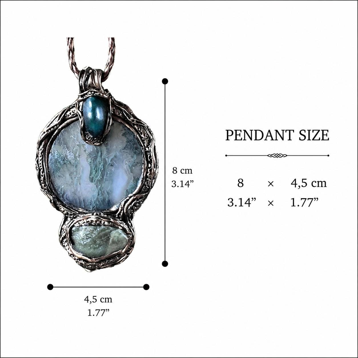 Jade Agate Apatite Pendant Necklace - Green Stone Amulet