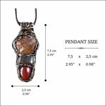 Raw Citrine Pyrite and  Carnelian Good Luck Pendant Necklace Raw Crystal Wealth Amulet