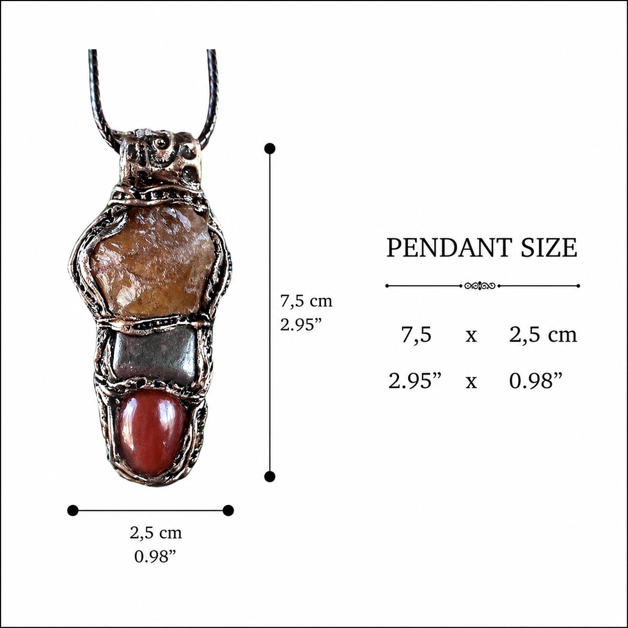Raw Citrine Pyrite and  Carnelian Good Luck Pendant Necklace Raw Crystal Wealth Amulet