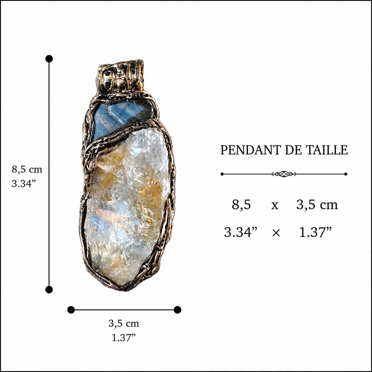 Crystal Pendant Necklace with Citrine Tigers Eye - Handmade Amulet Jewelry