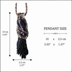 Protection Raw Crystal Amulet Pendant Necklace with Black Kyanite and Amethyst spiritual gifts
