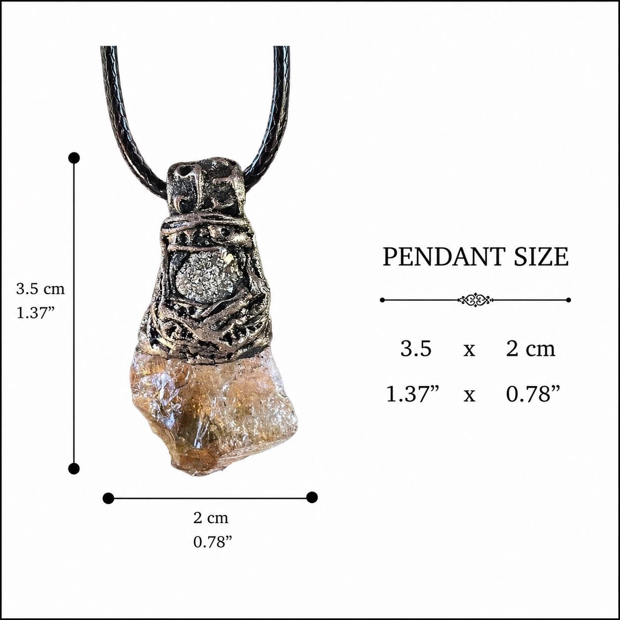 Citrine and Pyrite Pendant Necklace -  Good Luck Raw Crystal Amulet