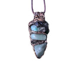 Raw Emerald and Aventurine Pendant Necklace – Green Crystal Amulet.