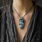 Raw Emerald and Aventurine Pendant Necklace – Green Crystal Amulet.