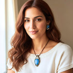Aquamarine and Pearl Gemstone Earrings -  Light Blue Statement Clip-On Earrings