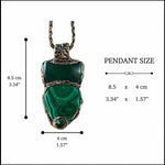 Malachite & Jade Green Large Stone Amulet Necklace.