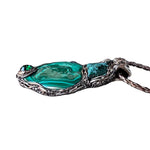 Malachite Green Raw Crystal Amulet Pendant Necklace.
