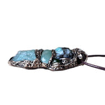 Raw Emerald and Aventurine Pendant Necklace – Green Crystal Amulet.