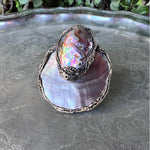 Mother of Pearl & Abalone Large Statement Cocktail Ring.