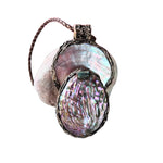 Mother of Pearl, Abalone and Epidote Pendant Necklace.