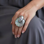 Mother of Pearl & Abalone Large Statement Cocktail Ring.