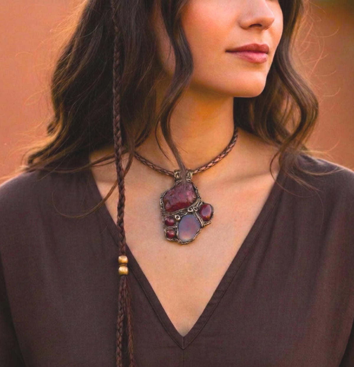 Carnelian Crystal Amulet Pendant Necklace -  Vitality and Desire Energy Stone
