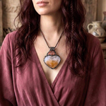 Golden Healer Quartz and Sunstone heart pendant necklace, radiant healing crystal amulet.