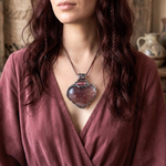 Golden Healer Quartz and Sunstone heart pendant necklace, radiant healing crystal amulet.