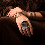 Statement Tiger Eye Ring - Chunky Round Big Gemstone Cocktail Ring