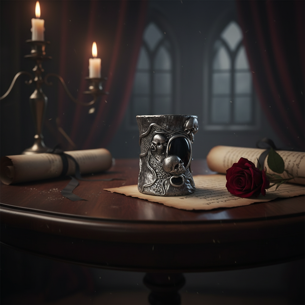 Gothic Skull Onyx Wide Cuff Bracelet – Unique Gothic Wedding Jewelry