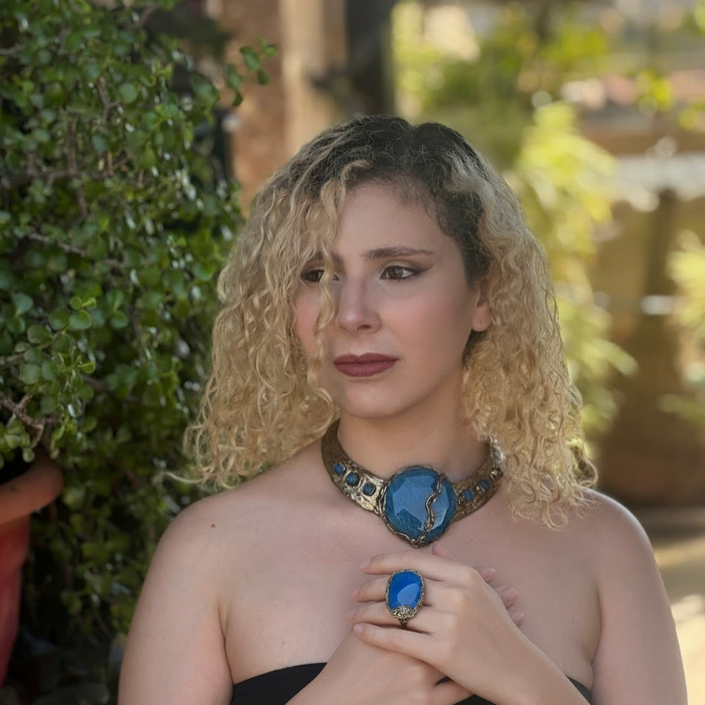 Large Cuff Blue Agate Bracelet – Chunky Gemstone Statement Jewelry